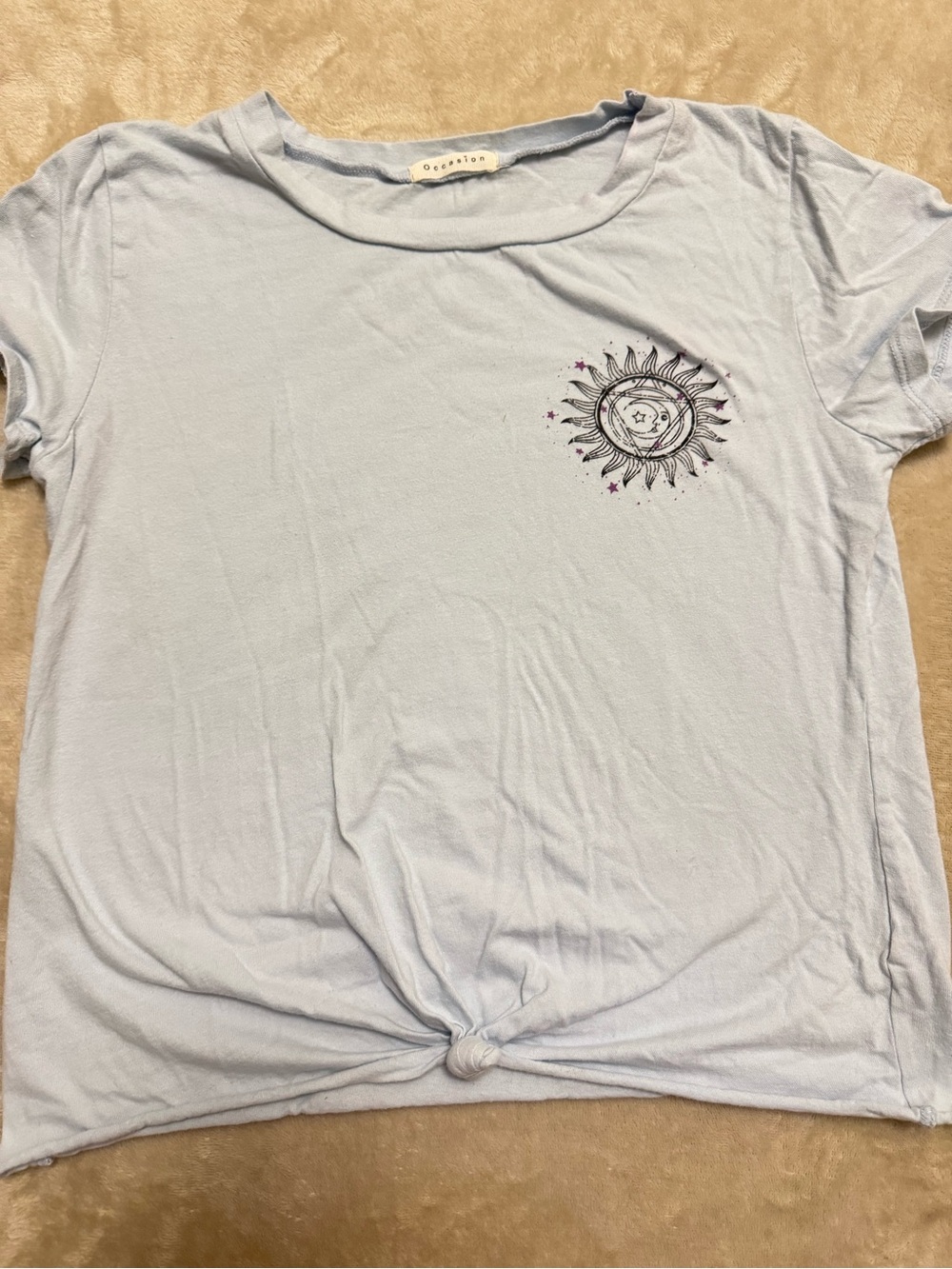 Occasion Light Blue Sun & Moon Knot-Front Tee